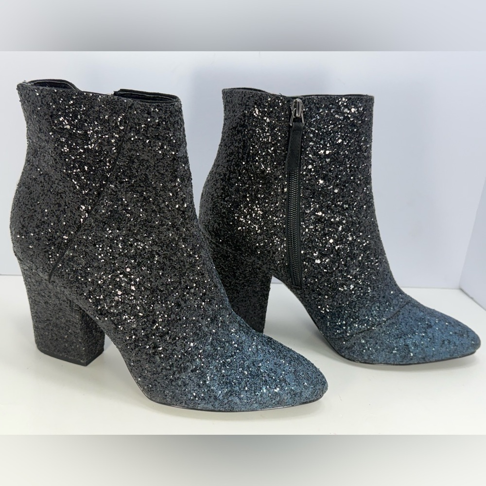 Nine West Black & Blue Sparkly Ankle Boots - Size 9